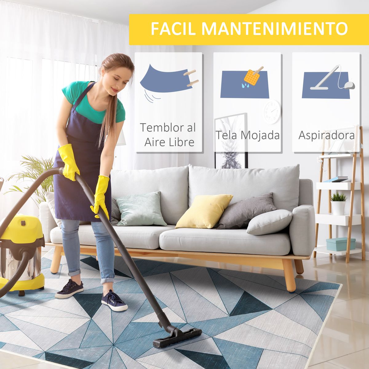 Alfombra Tride Homcom antideslizante multicolor 160x230 cm