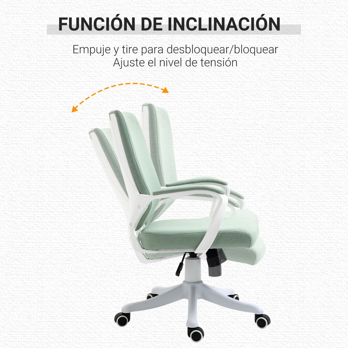 Silla de oficina Rima Vinsetto con reposabrazos verde 92-100x62x69 cm reclinable