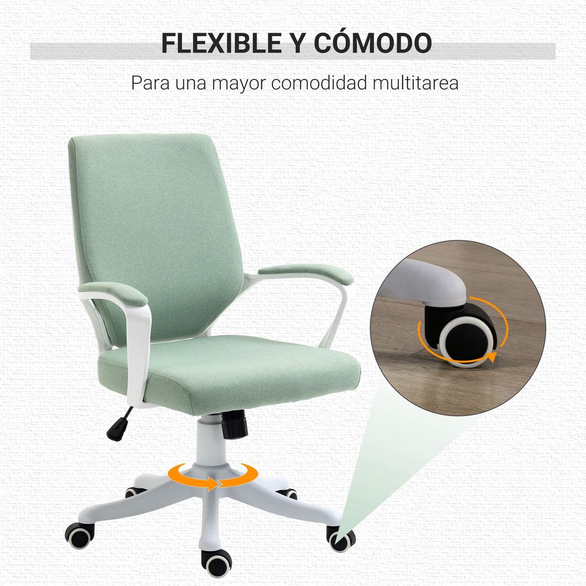 Silla de oficina Rima Vinsetto con reposabrazos verde 92-100x62x69 cm ruedas