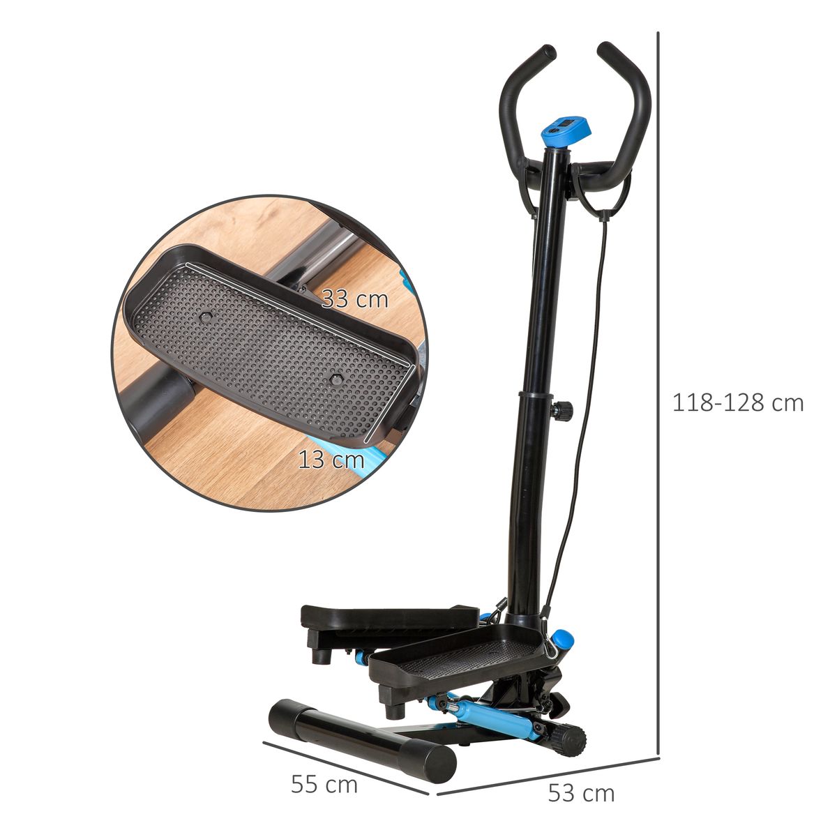 Elíptica Trail Homcom resistencia ajustable + bandas elásticas 118-128x53x55 cm