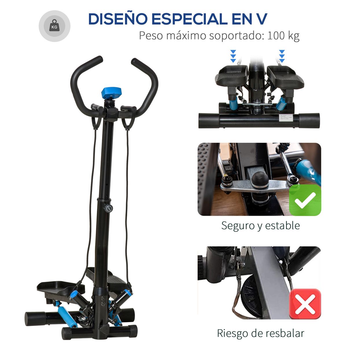 Elíptica Trail Homcom resistencia ajustable + bandas elásticas 118-128x53x55 cm