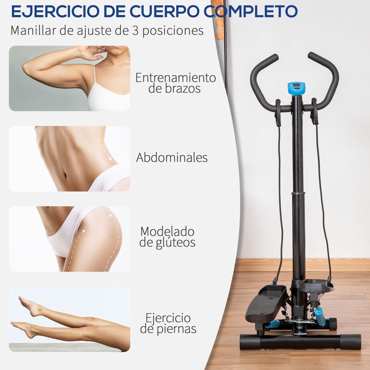 Elíptica Trail Homcom resistencia ajustable + bandas elásticas 118-128x53x55 cm