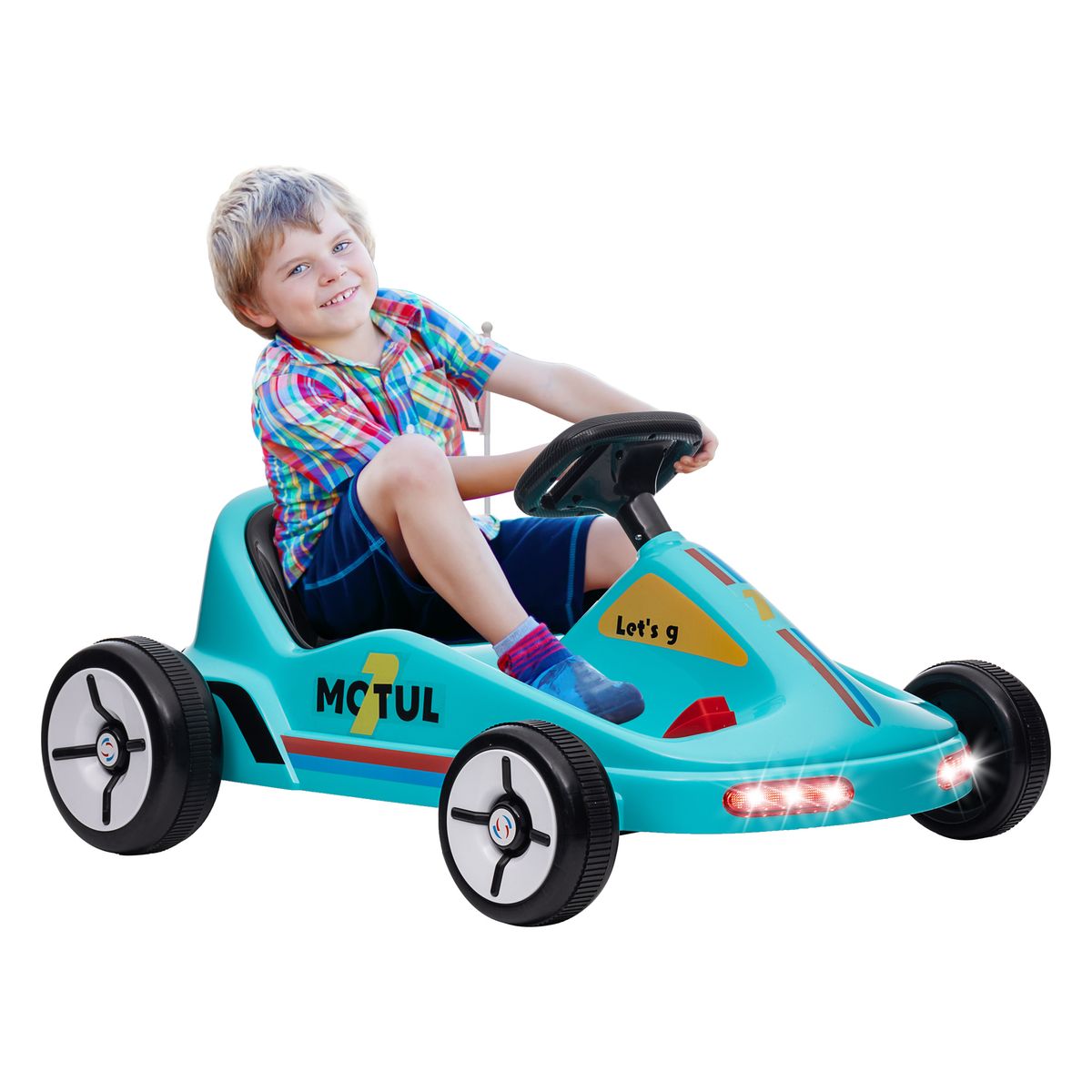 Kart eléctrico Mctul Aiyaplay con bocina +3A azul 45x85x70 cm fondo blanco