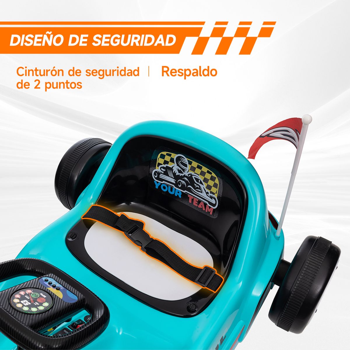 Kart eléctrico Mctul Aiyaplay con bocina +3A azul 45x85x70 cm asiento