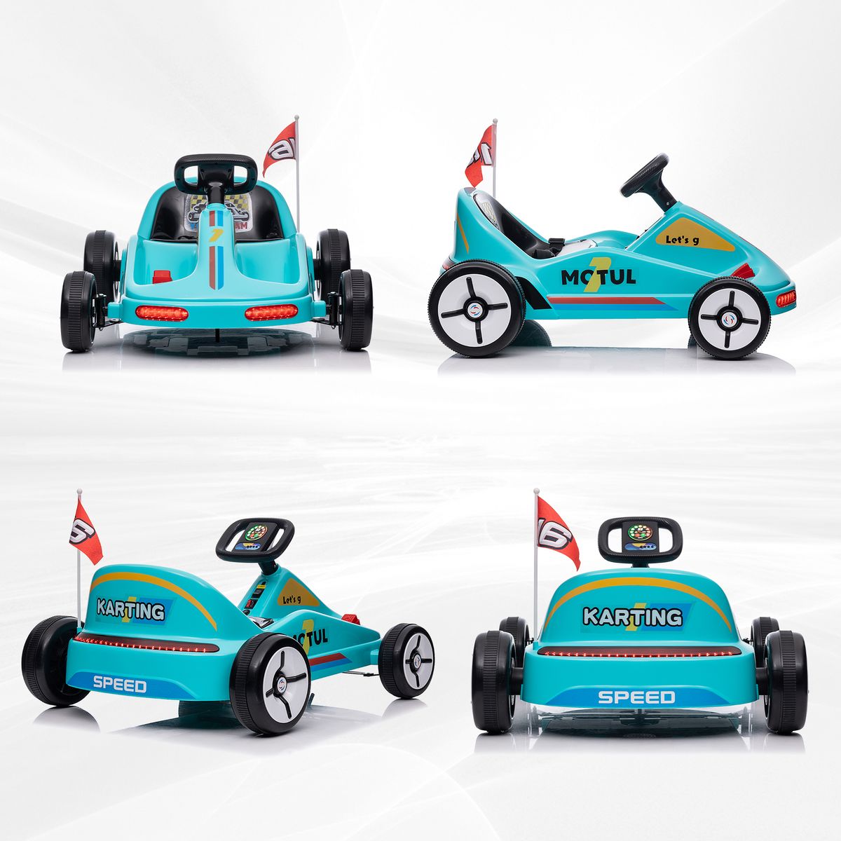 Kart eléctrico Mctul Aiyaplay con bocina +3A azul 45x85x70 cm perspectivas