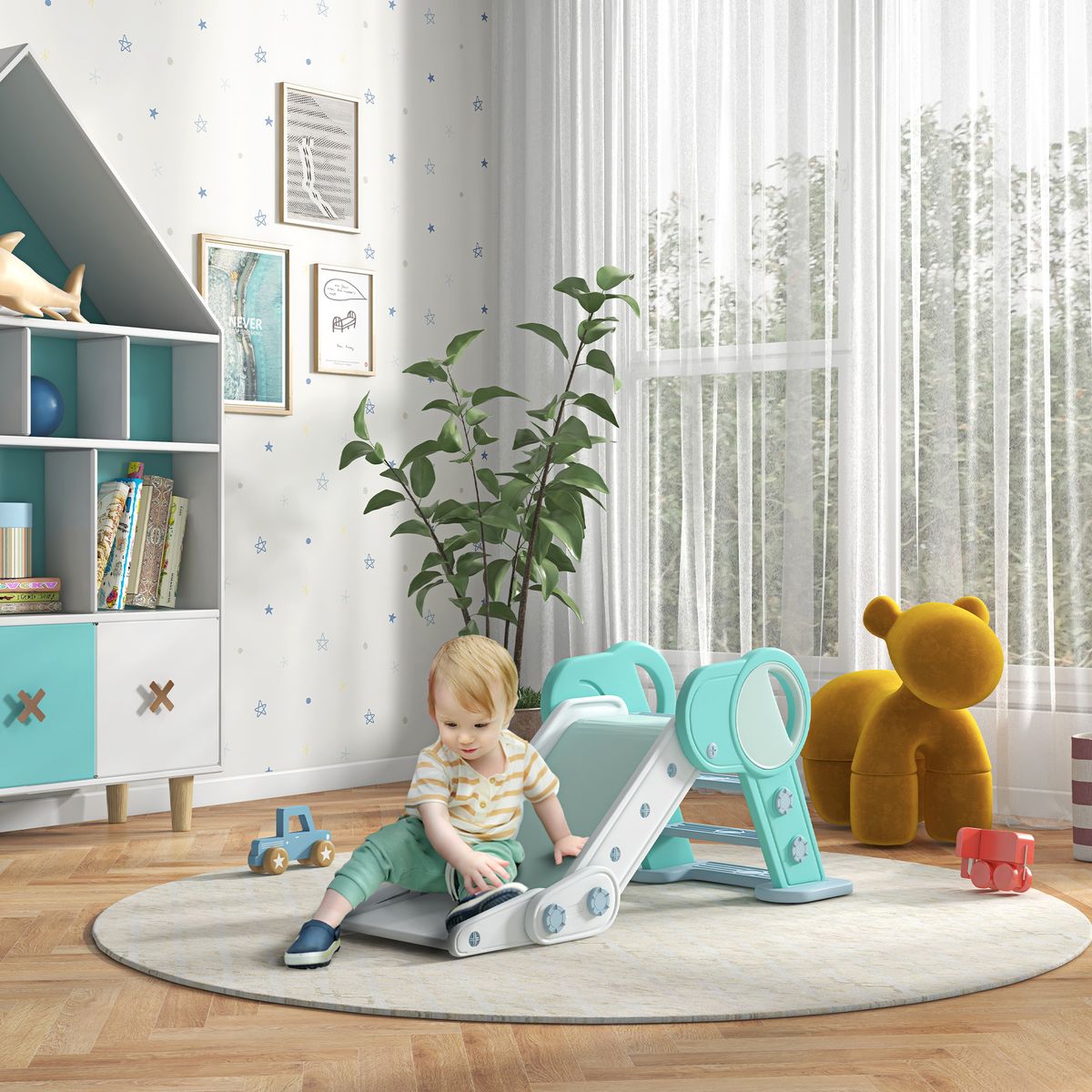 Tobogán infantil Celeste Aiyaplay plegable 1-3 años verde 53x120x53 cm animada