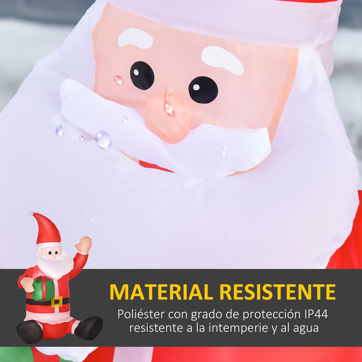 Papá Noel hinchable Homcom con LED rojo/blanco 120x70x50 cm