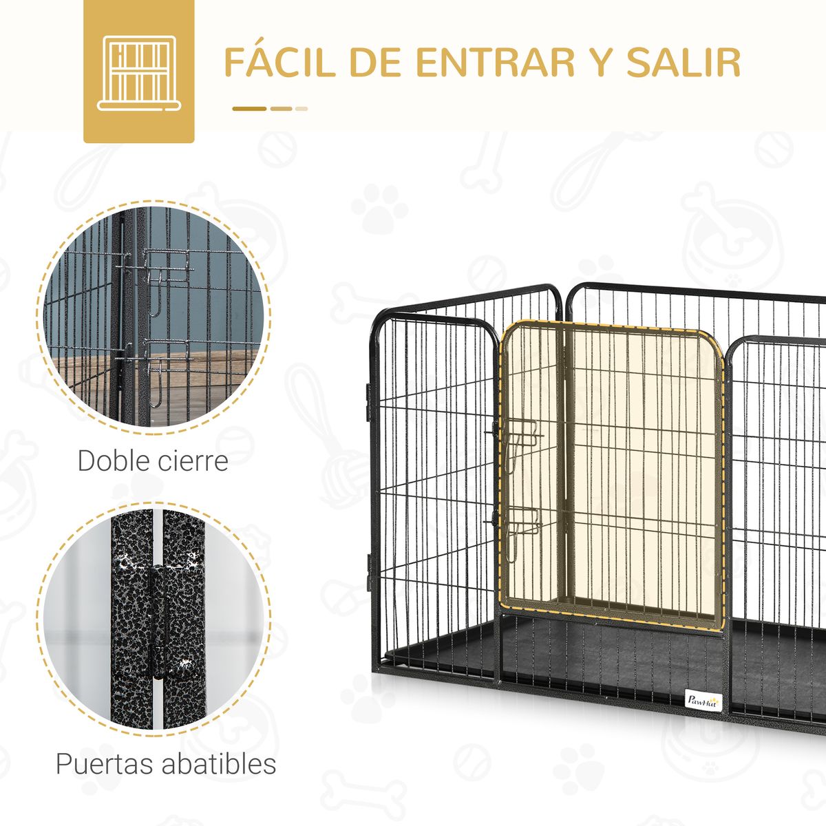 Parque para mascotas Arena Pawhut 4 paneles negro 71x109x74 cm