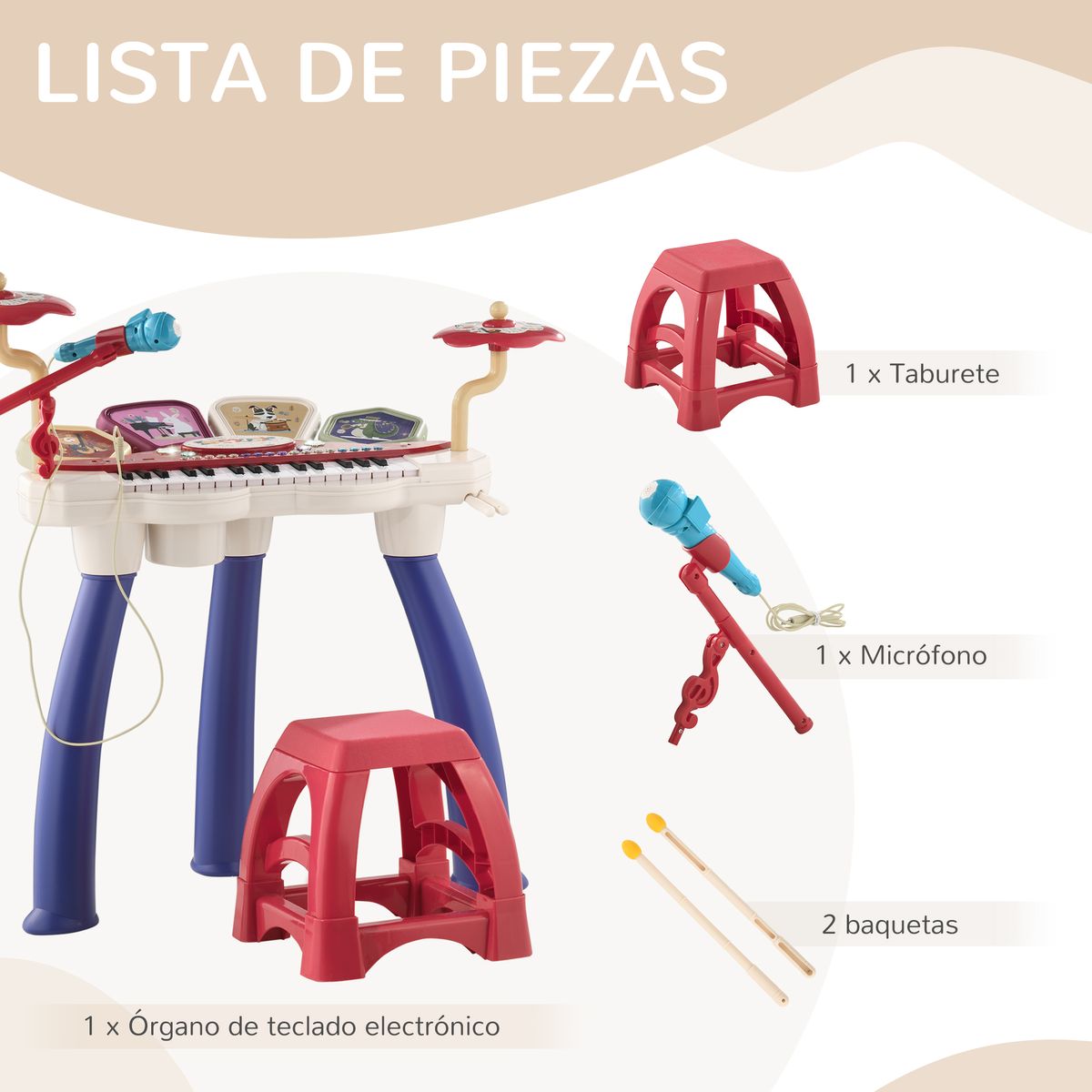 Piano infantil Mermaid Aiyaplay con micrófono + 19 canciones multicolor 71x74x32,2 cm web