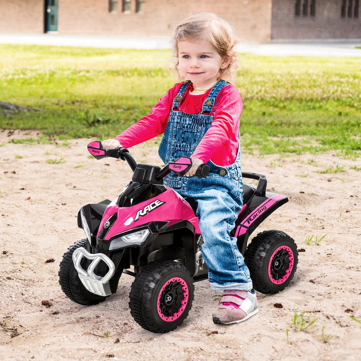 Quad correpasillos Cruiser Homcom luces LED + 3 melodías rosa 44x38x67,5 cm