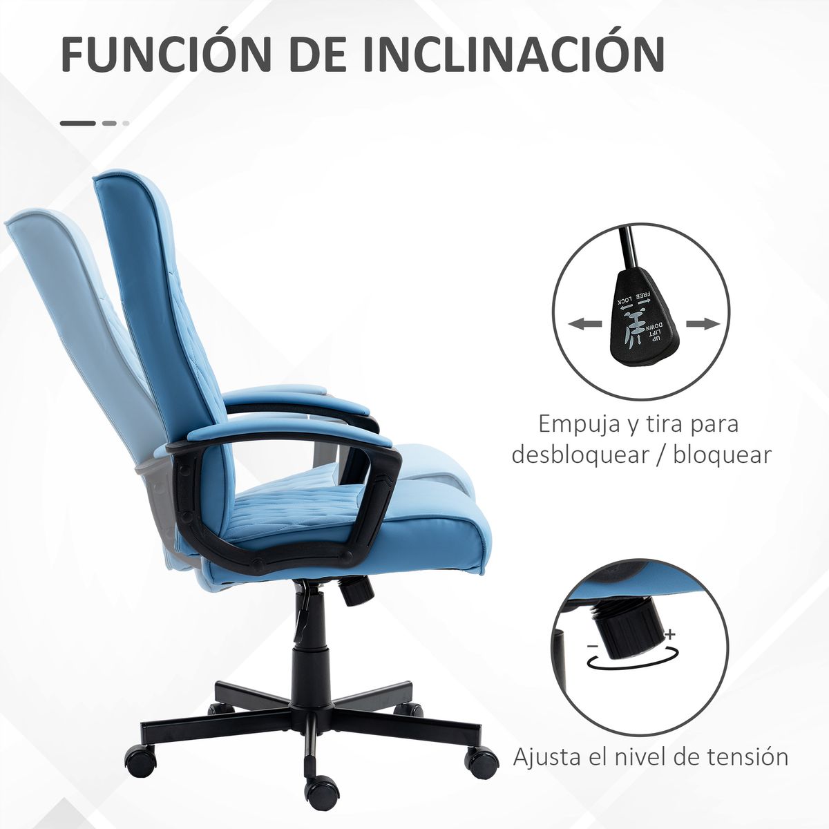Silla de oficina Prisma Vinsetto altura ajustable azul 102-112,5x65x72 cm