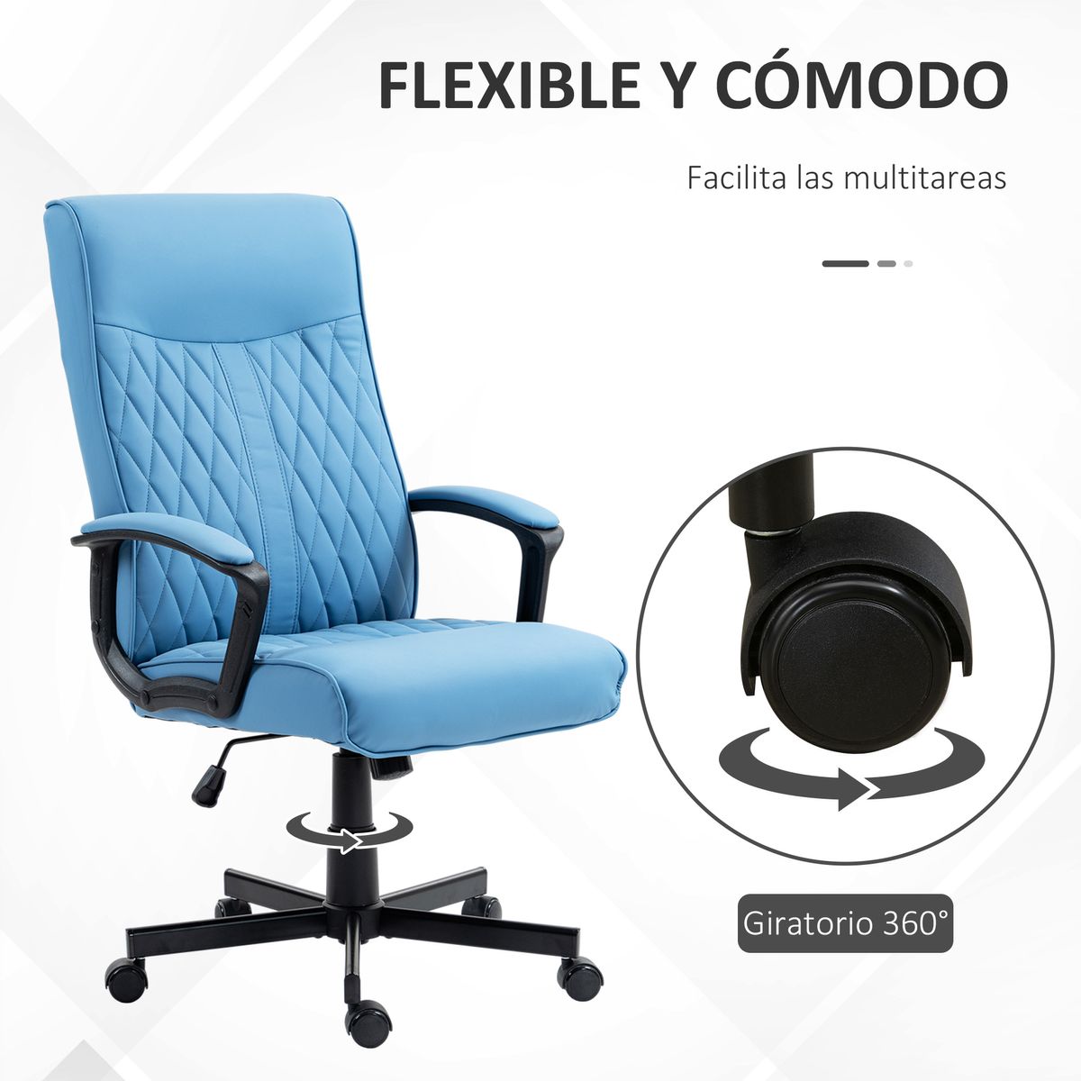 Silla de oficina Prisma Vinsetto altura ajustable azul 102-112,5x65x72 cm