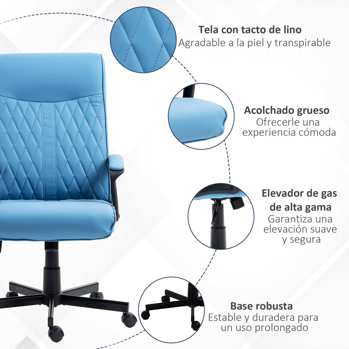 Silla de oficina Prisma Vinsetto altura ajustable azul 102-112,5x65x72 cm