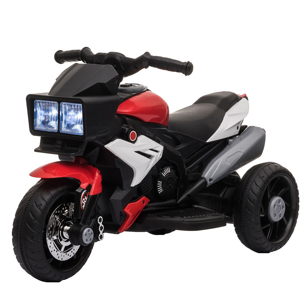 Moto eléctrica Broom Homcom con luces + bocina + música rojo 52x86x42 cm fondo blanco