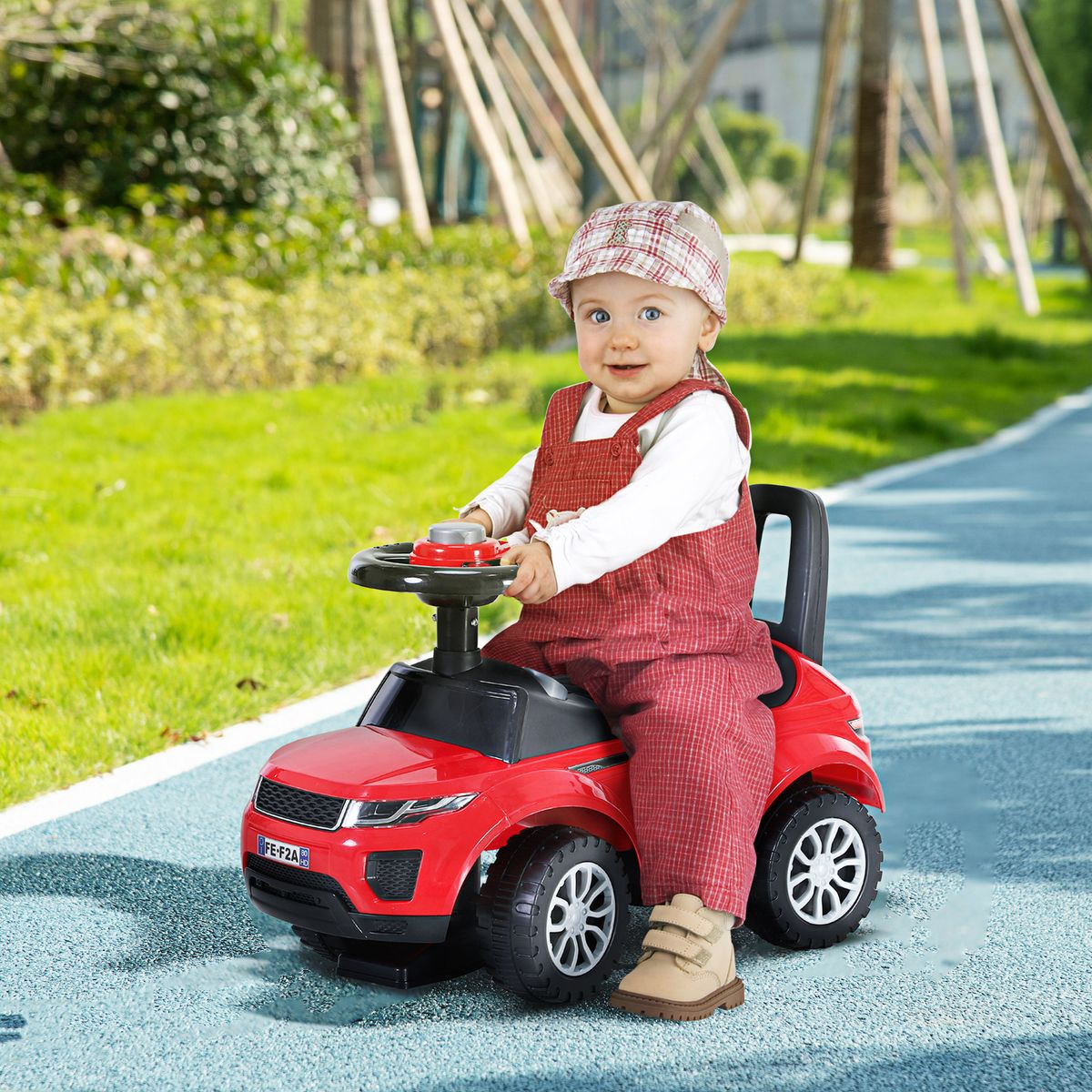 Quad correpasillos Homcom con bocina + almacenamineto +1A rojo 41,5x62x28 cm animada