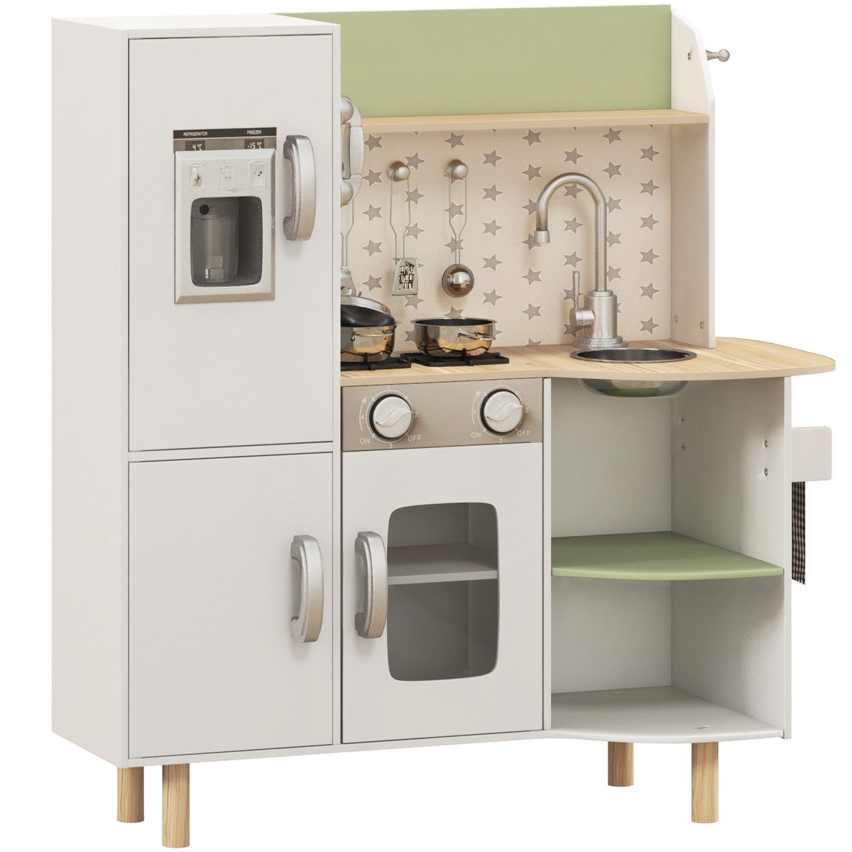 Cocinita infantil Aiyaplay con utensilios madera 3-6A blanco 89x84x34 cm fondo blanco