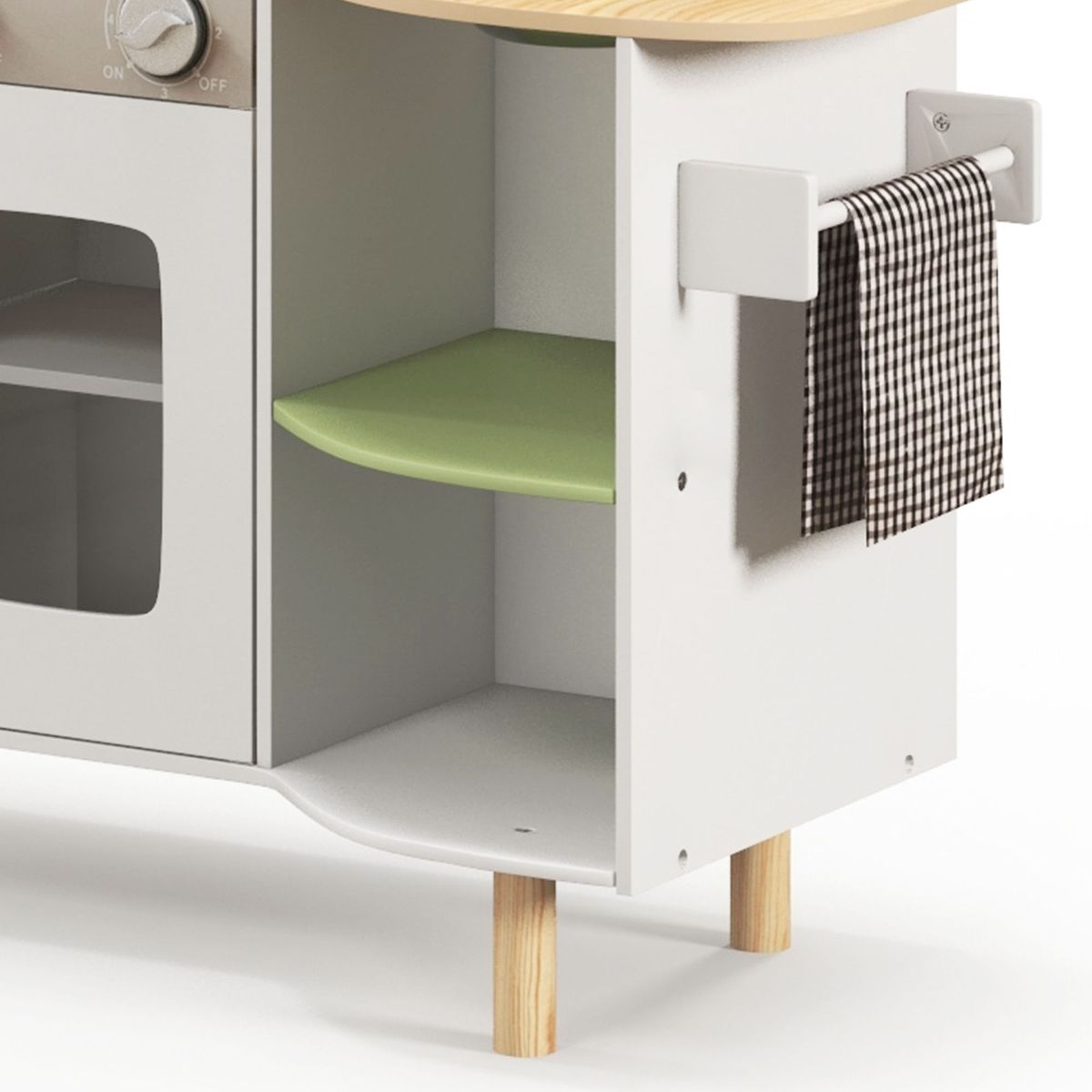 Cocinita infantil Aiyaplay con utensilios madera 3-6A blanco 89x84x34 cm detalle