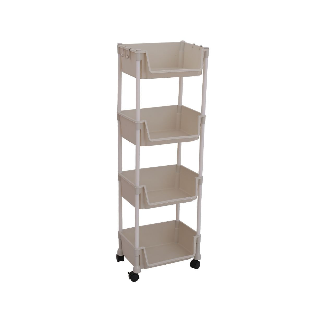 Carrito auxiliar 4 niveles con ruedas blanco 104x35x26,5 cm fondo blanco