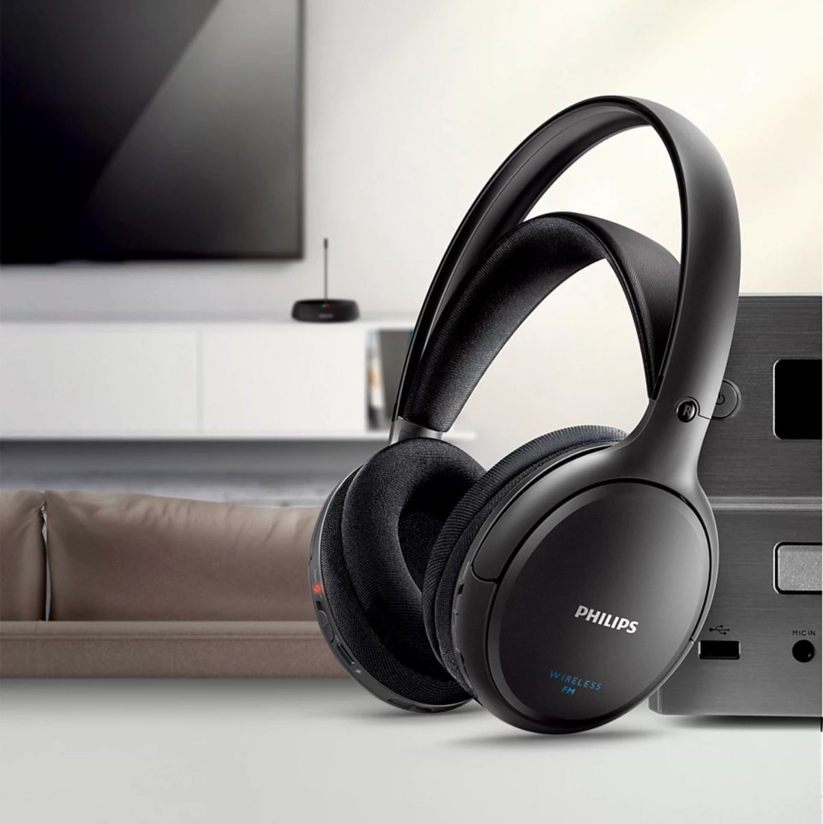 Auriculares diadema Philips SHC5200/10 inalámbricos FM ajustable negro