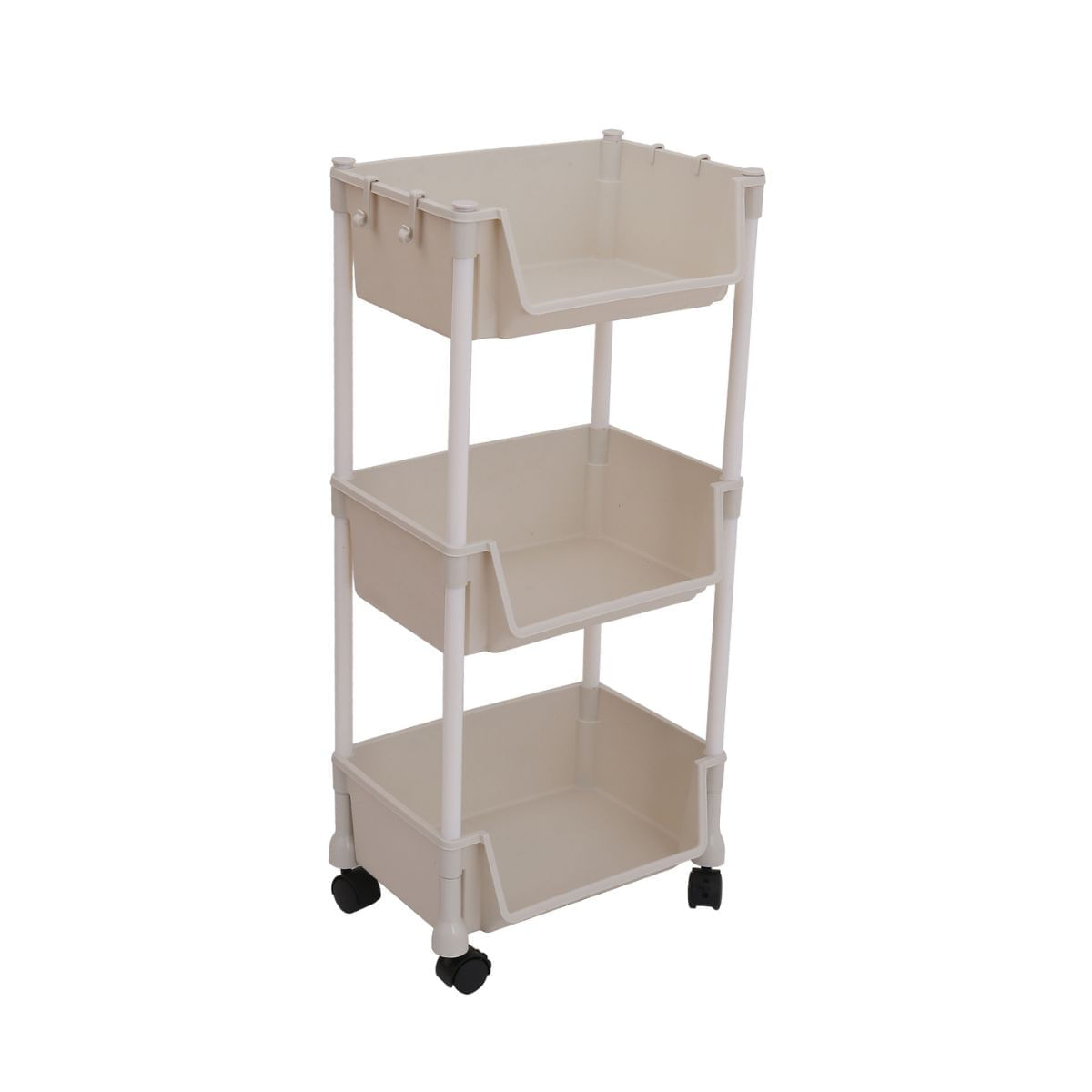 Estantería de almacenamiento móvil con 3 niveles y ruedas 74,7x35x26,5 cm