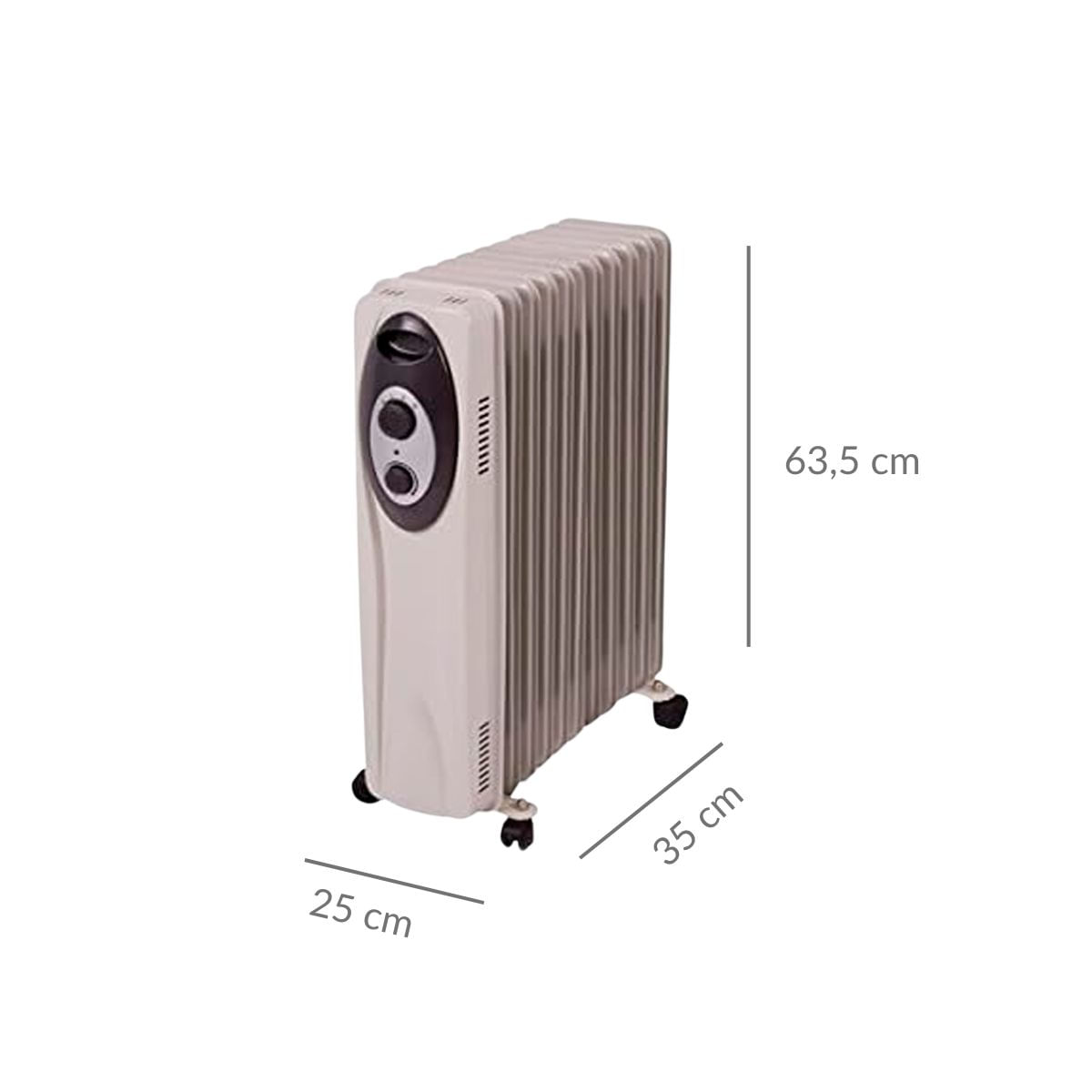 Radiador de aceite Sáhara 1503 S&P 1500W 7 elementos recogecables gris