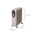 Radiador de aceite Sáhara 1503 S&P 1500W 7 elementos recogecables gris