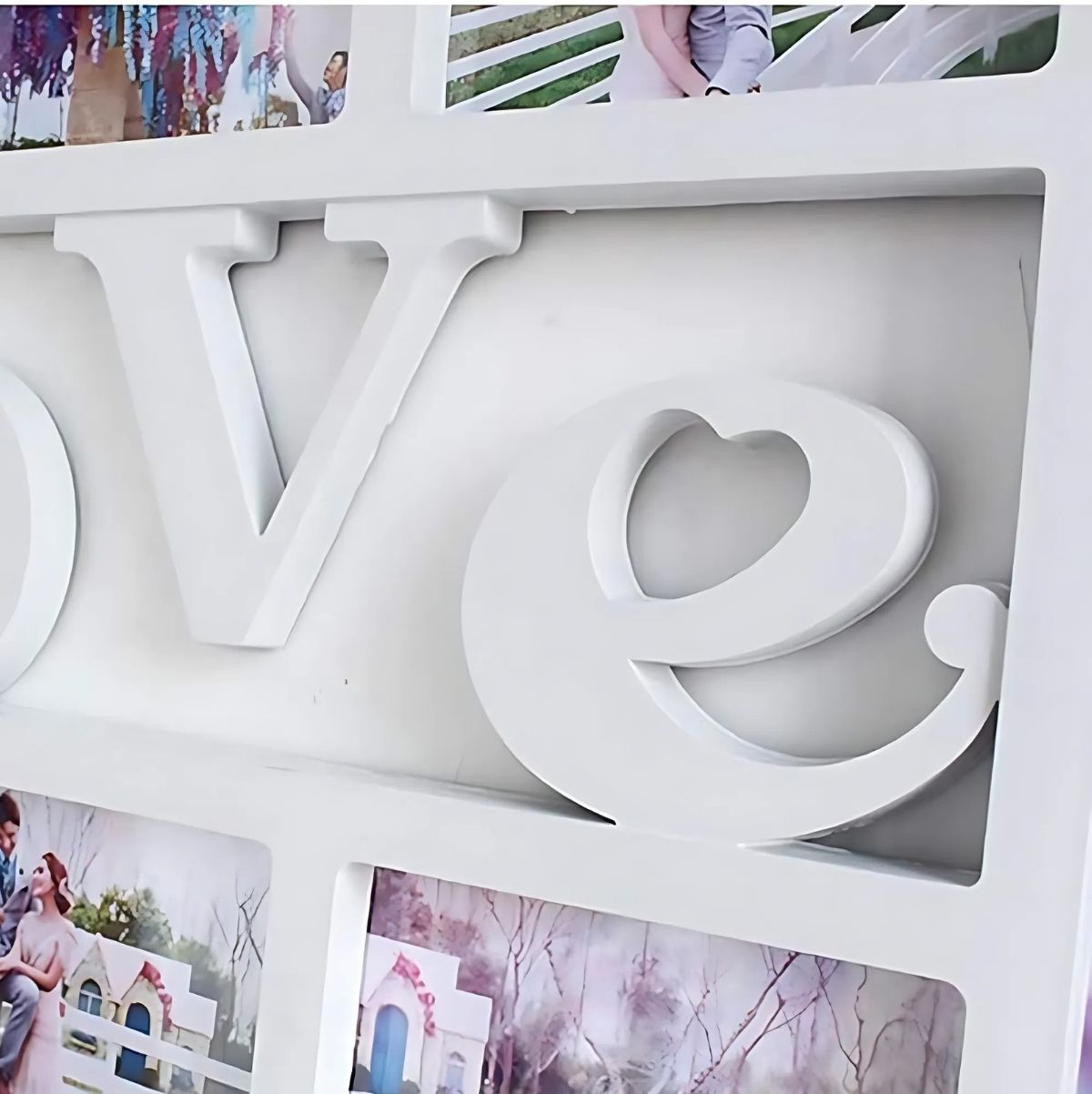 Portafotos múltiple Love 6 fotos blanco 33x48x1,8 cm detalle