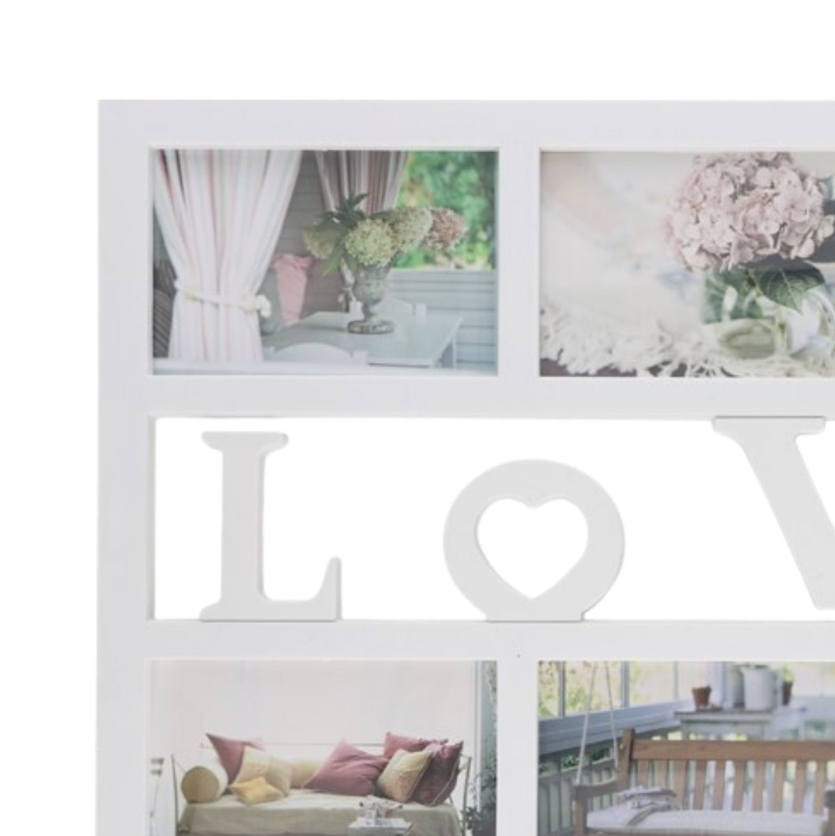 Portafotos múltiple Love 6 fotos blanco 33x48x1,8 cm