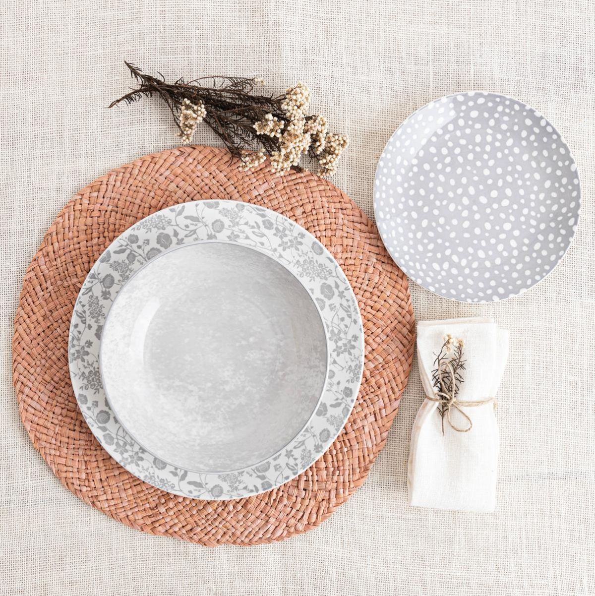Vajilla Aquilea Bidasoa 12 piezas 4 servicios porcelana gris animada