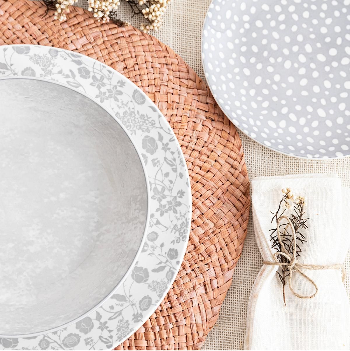 Vajilla Aquilea Bidasoa 12 piezas 4 servicios porcelana gris detalle