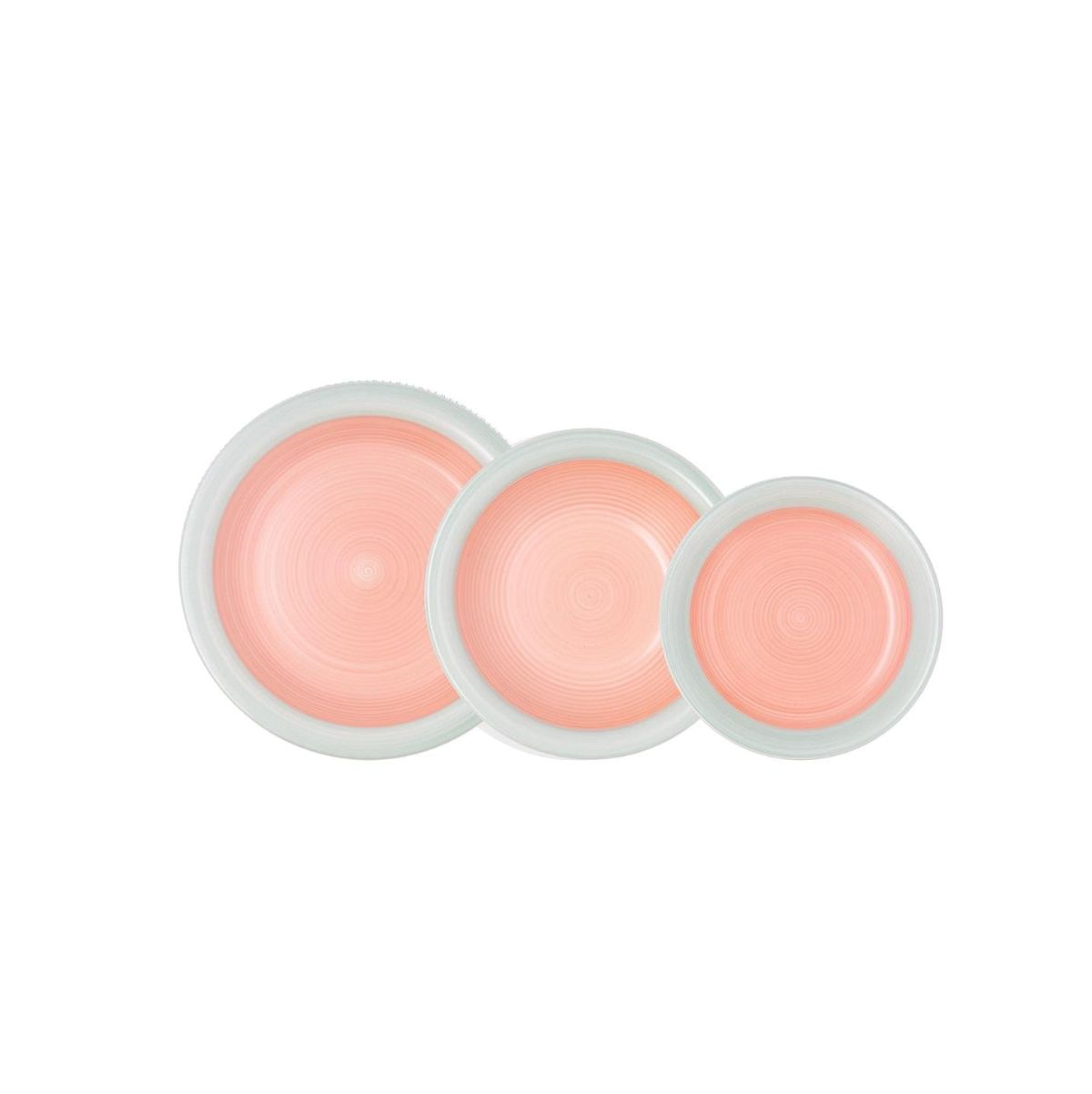 Vajilla Kaleido Quid 18 piezas 6 servicios cerámica verde/naranja fondo blanco