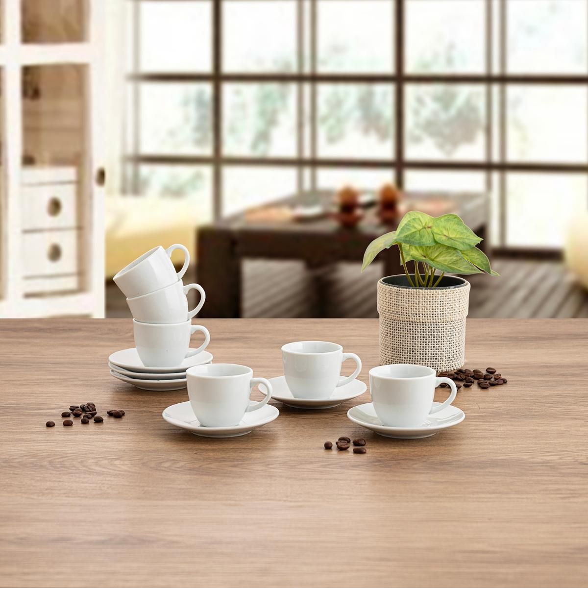 Pack de 6 tazas New Renova Quid con plato porcelana blanco animada