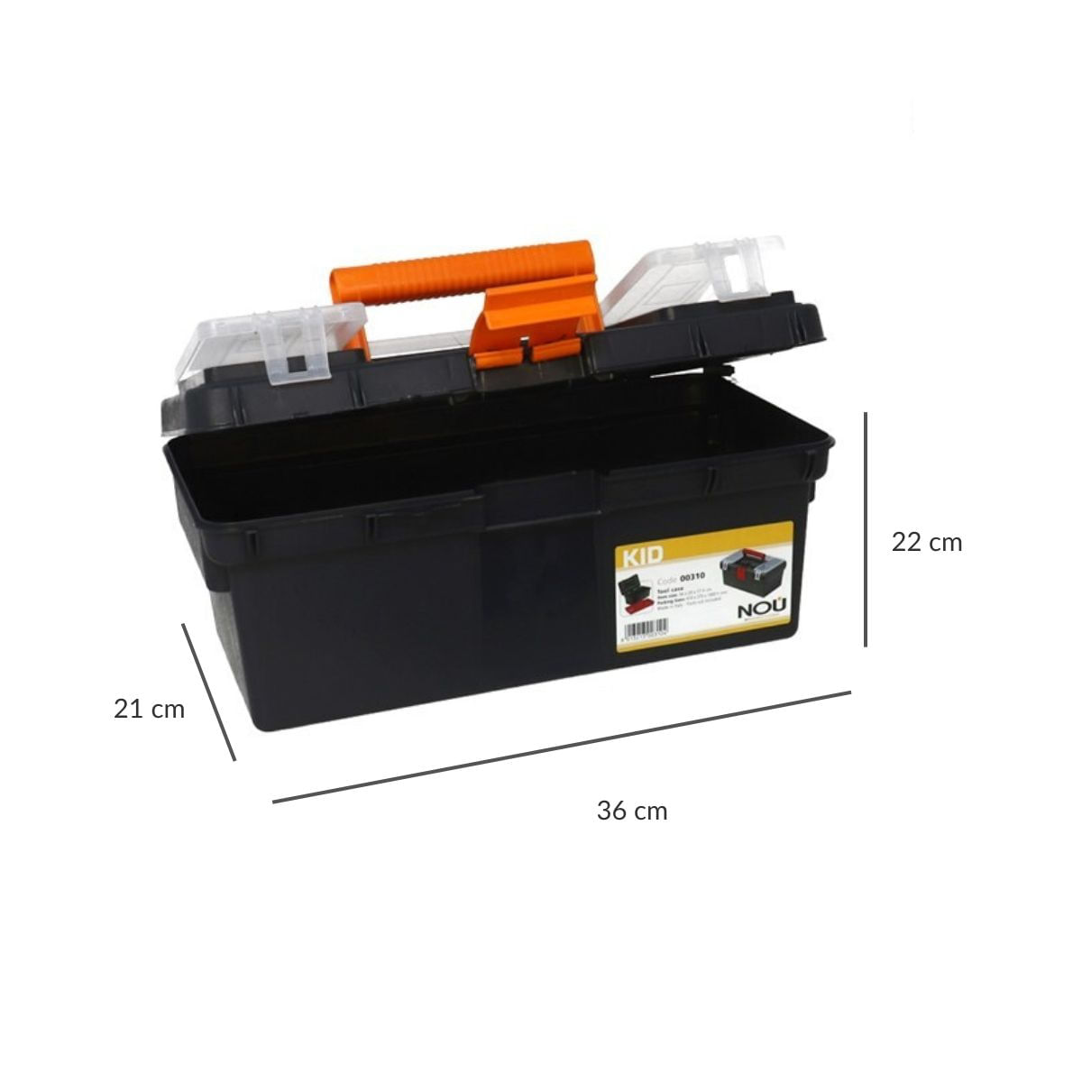 Caja de herramientas Kid negro 22x21x36 cm