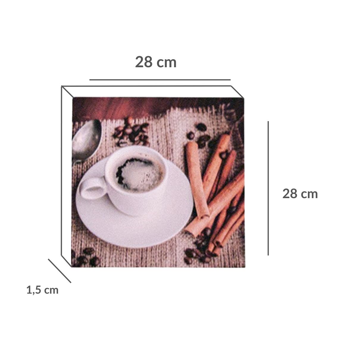Print decorativo café taza y canela 28x28x1,5 cm