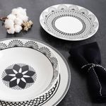 Vajilla Medina La Bouchee 18 piezas 6 servicios porcelana blanco/negro animada detalle