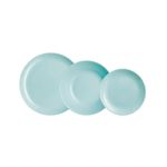 Vajilla Diwali Luminarc 18 piezas 6 servicios vidrio opal turquesa fondo blanco
