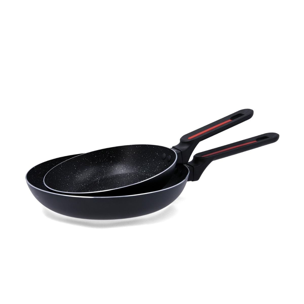 Set de 2 sartenes Tentación Quid aluminio prensado negro Ø20/Ø24 cm fondo blanco