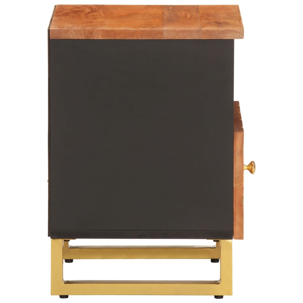 Mesita de noche Alabastro cajón + compartimento madera de mango negro/marrón 46x40x33 cm perfil