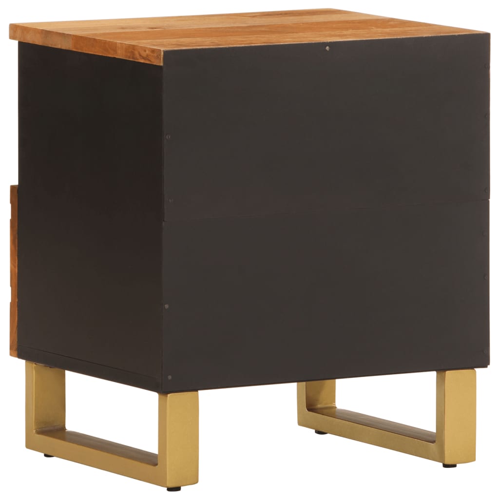 Mesita de noche Alabastro cajón + compartimento madera de mango negro/marrón 46x40x33 cm posterior