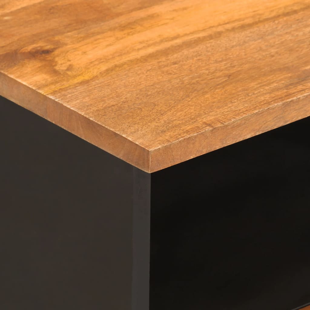 Mesita de noche Alabastro cajón + compartimento madera de mango negro/marrón 46x40x33 cm detalle