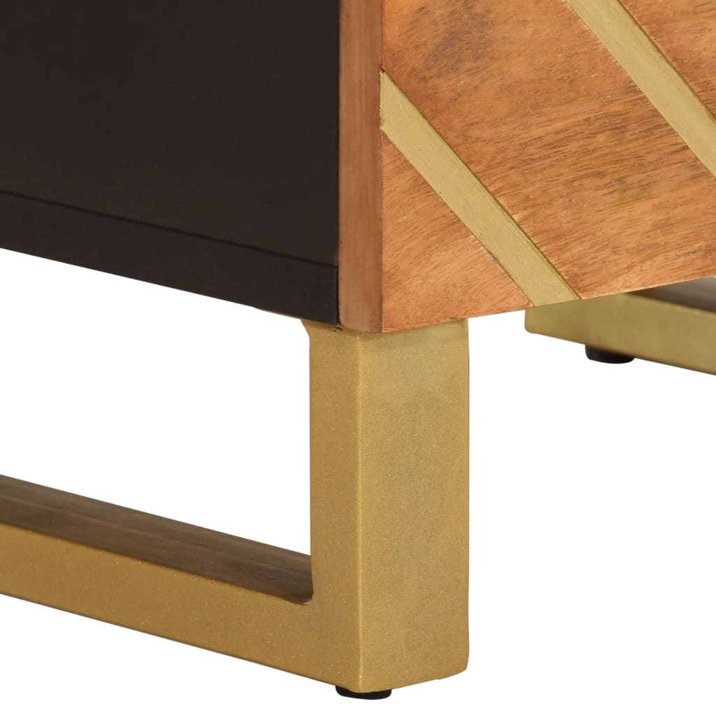 Mesita de noche Alabastro cajón + compartimento madera de mango negro/marrón 46x40x33 cm patas