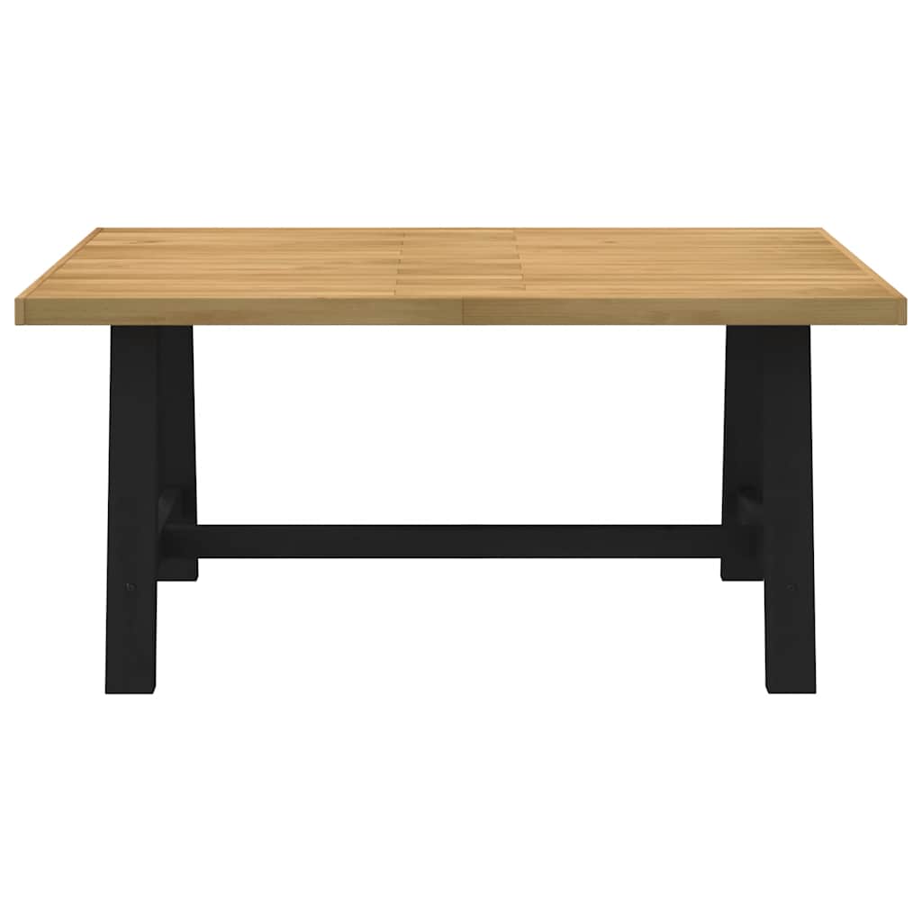Mesa de comedor Noain diseño A madera de pino natural/negro 75x160x90 cm frontal