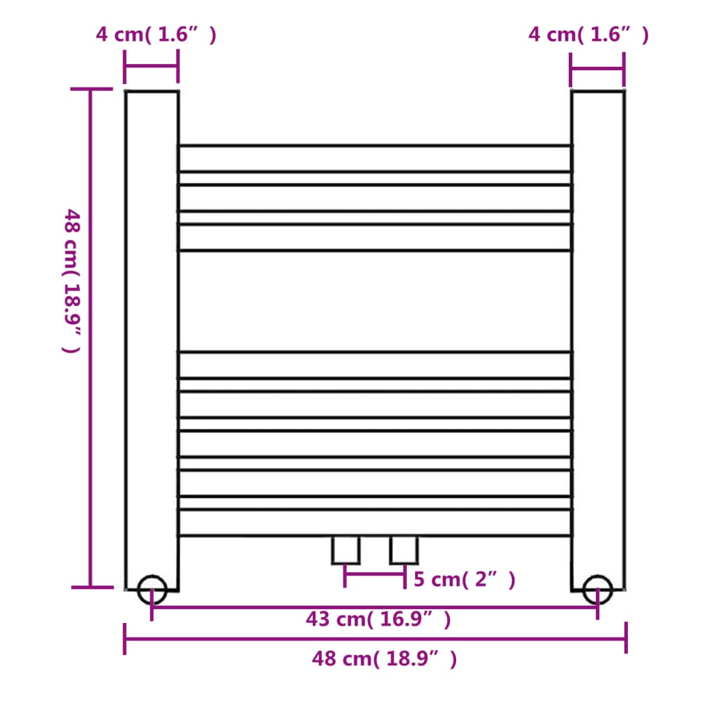 Radiador eléctrico 210W 8 barras acero blanco 48x48 cm medidas