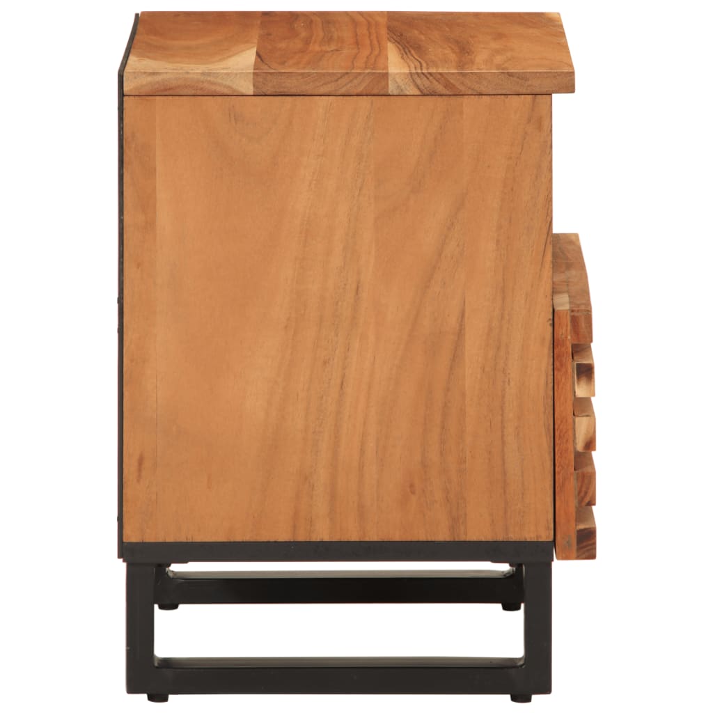 Mesita de noche Girasol 1 cajón + compartimento madera de acacia natural 46x40x34 cm perfil