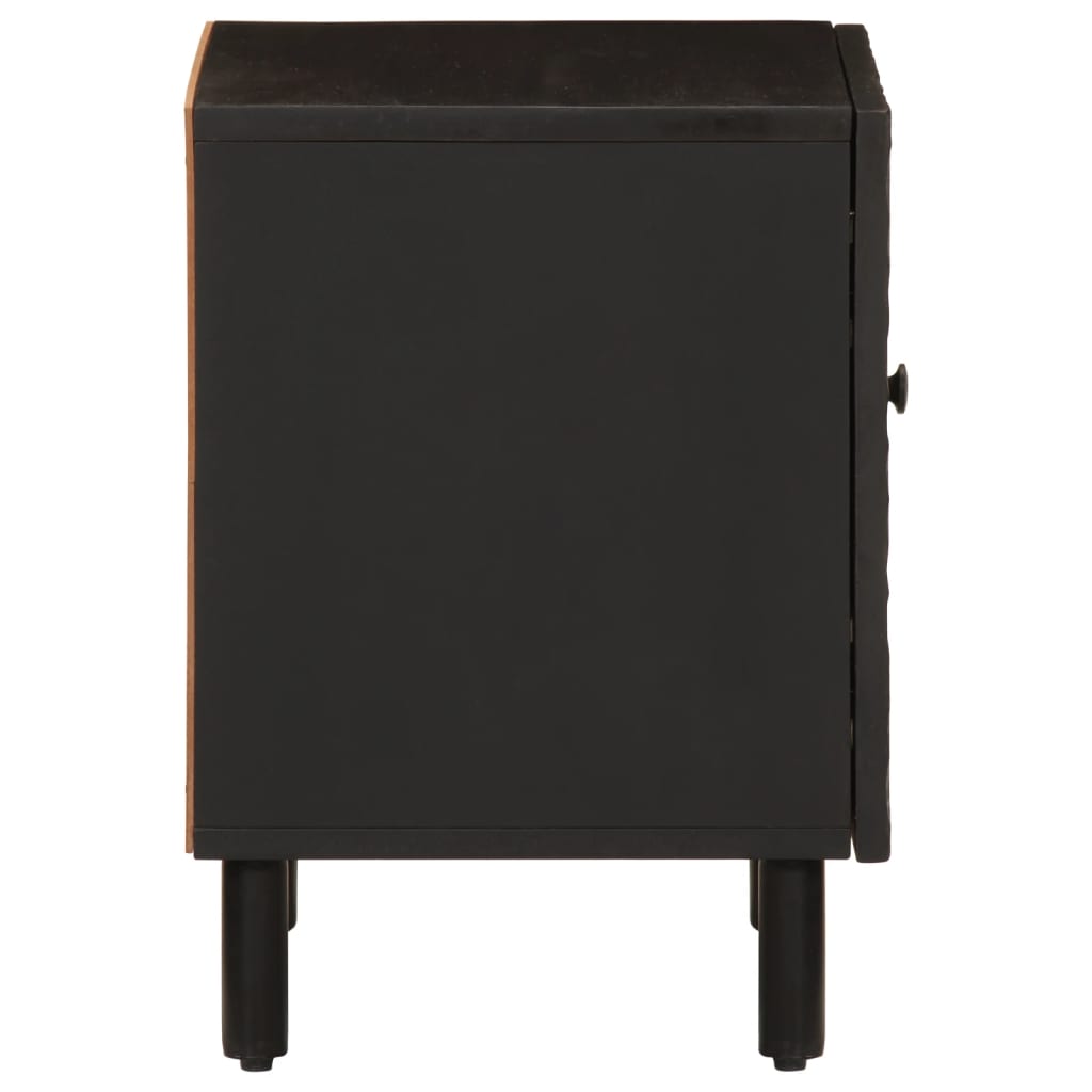 Mesita de noche Franela puerta reversible madera de mango negro 46x40x33 cm perfil