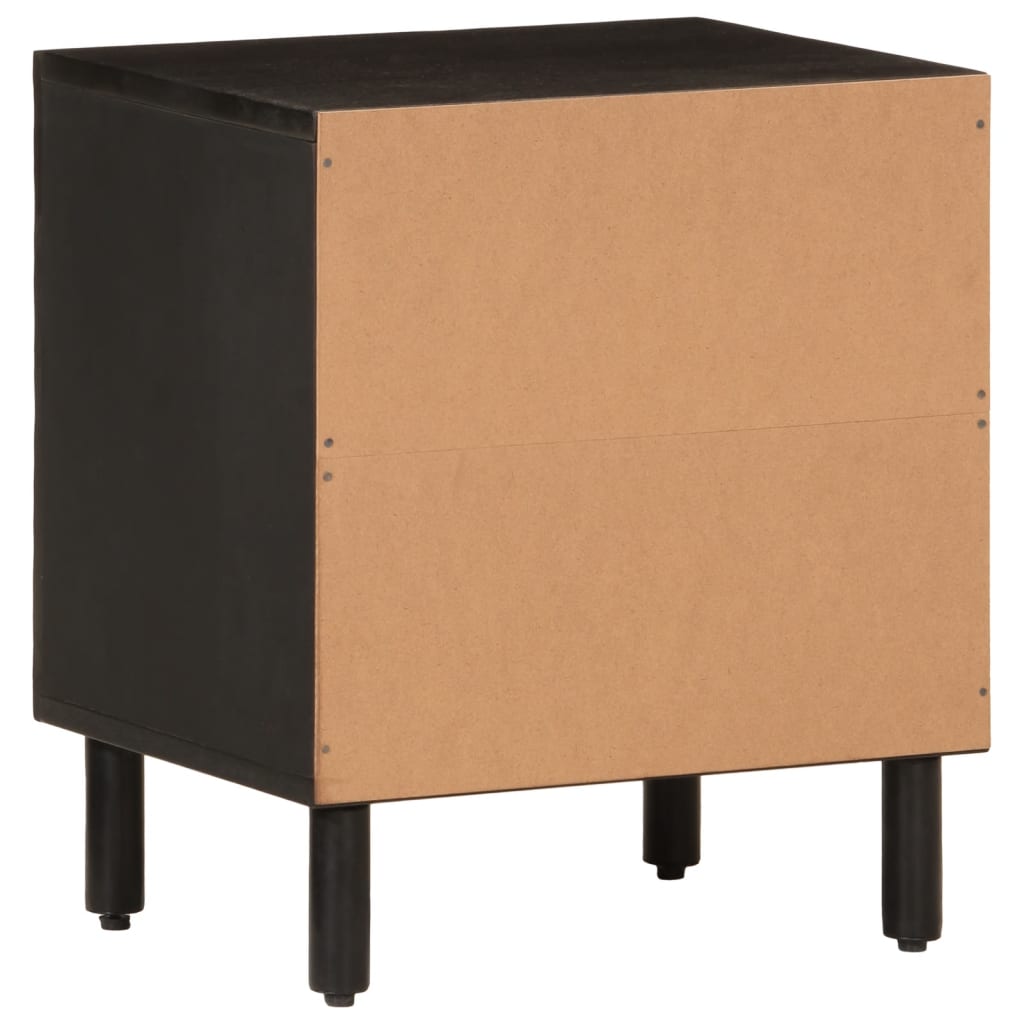 Mesita de noche Franela puerta reversible madera de mango negro 46x40x33 cm posterior