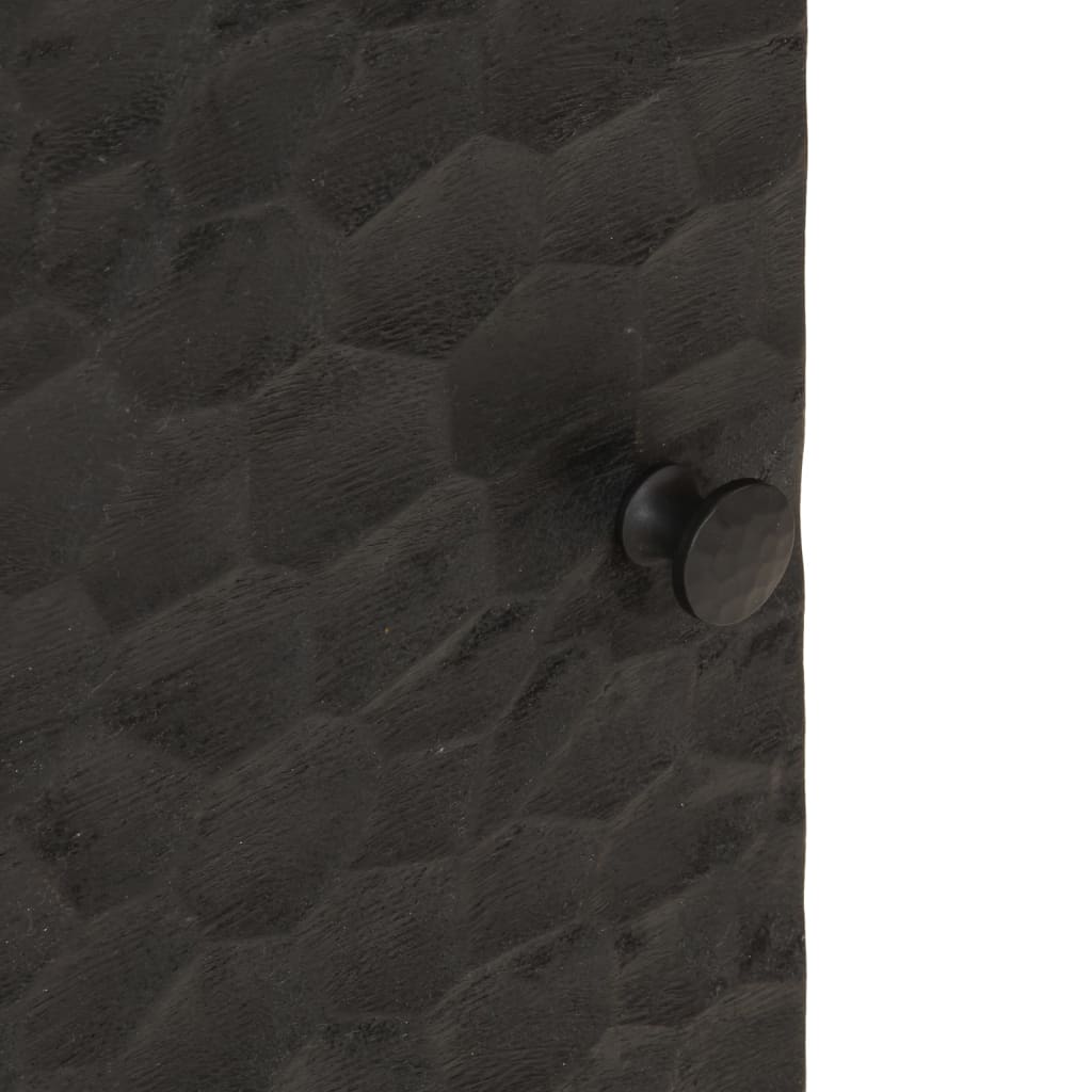 Mesita de noche Franela puerta reversible madera de mango negro 46x40x33 cm