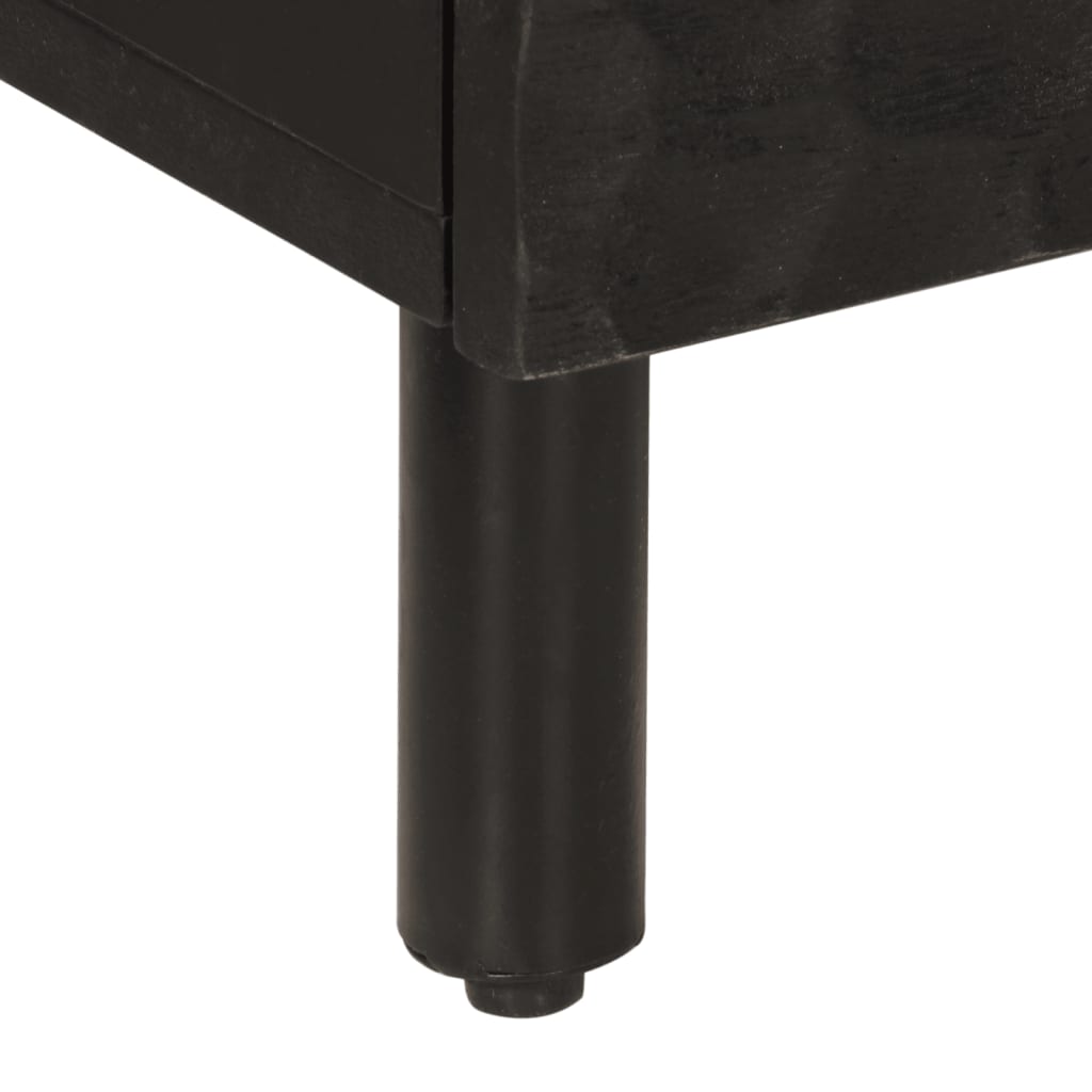 Mesita de noche Franela puerta reversible madera de mango negro 46x40x33 cm patas
