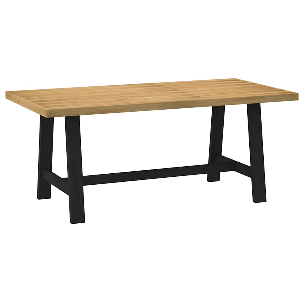 Mesa de comedor Noain diseño A madera de pino natural/negro 75x180x90 cm lateral