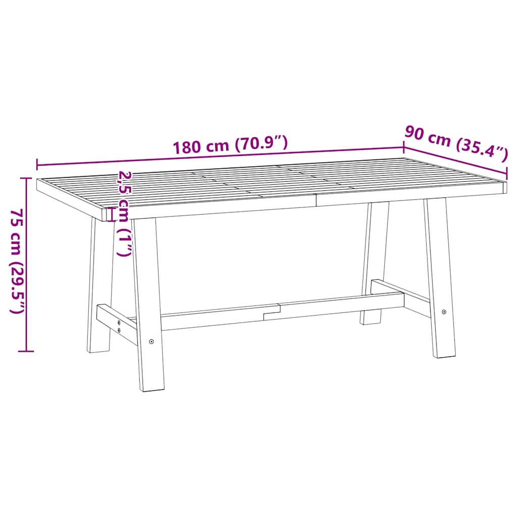 Mesa de comedor Noain diseño A madera de pino natural/negro 75x180x90 cm medidas